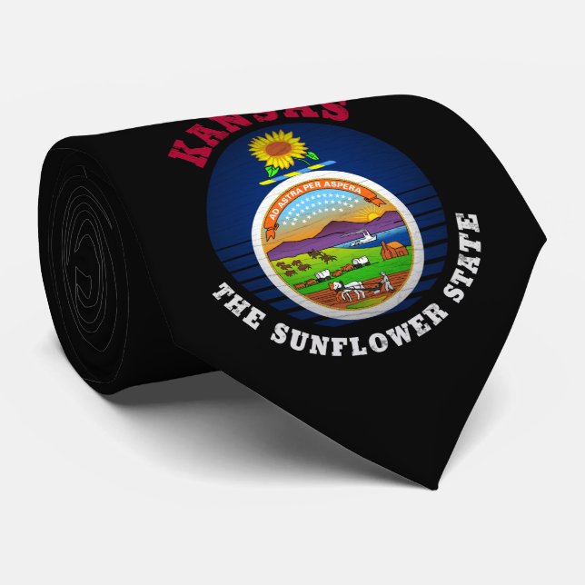KANSAS SUNFLOWER STAAT FLAG KRAWATTE (Gerollt)