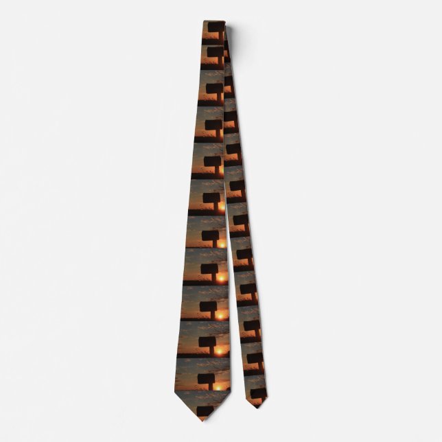 Kansas Sunset Mail Box Silhouette Neck Tie Krawatte (Vorderseite)