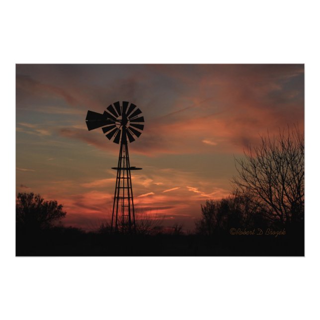 Kansas Sunset mit einer Erweiterung des Fotos Wind Fotodruck (Vorne)