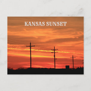 Kansas Sunset mit Power Linien Postkarte