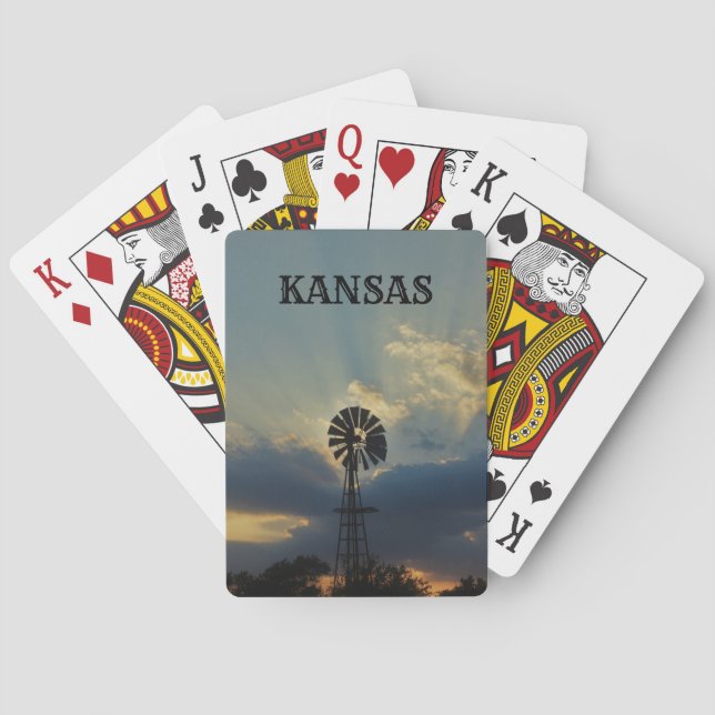 Kansas Sunset mit Windmill Playing Cards Spielkarten (Rückseite)