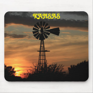 Kansas Sunset mit Windmill Silhouette Mouse-Pad Mousepad