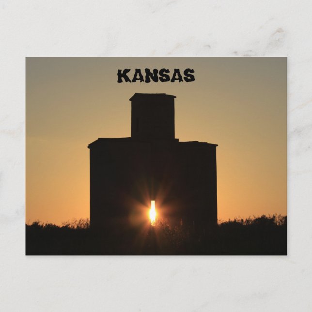 Kansas Sunset Silhouette Grain Elevator Postkarte (Vorderseite)