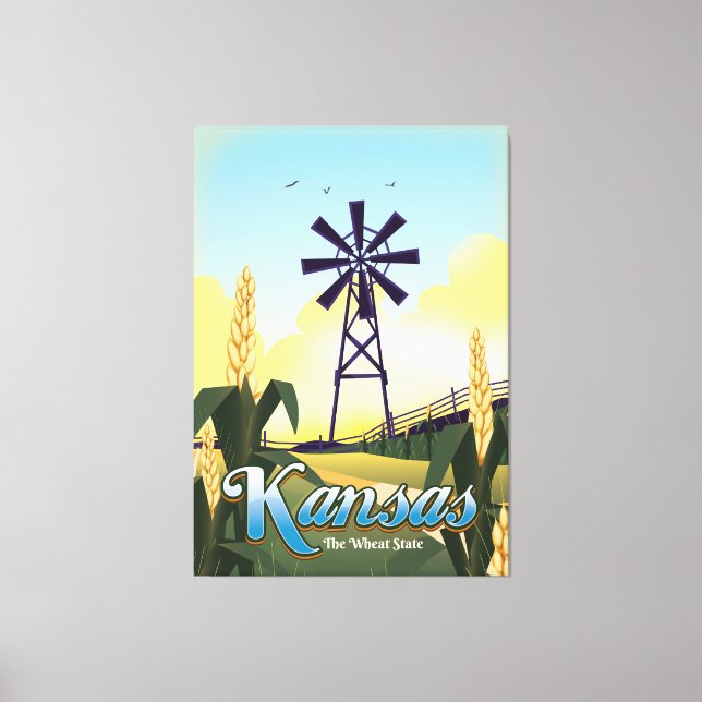 Kansas "the Wheat Staat" Reiseplakat. Leinwanddruck (Vorderseite)