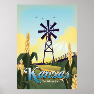 Kansas "the Wheat State" travel poster. Poster