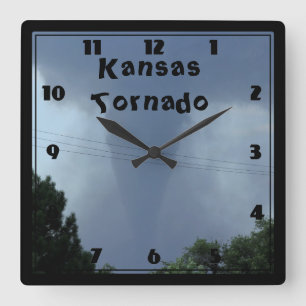Kansas Tornado CLOCK Quadratische Wanduhr