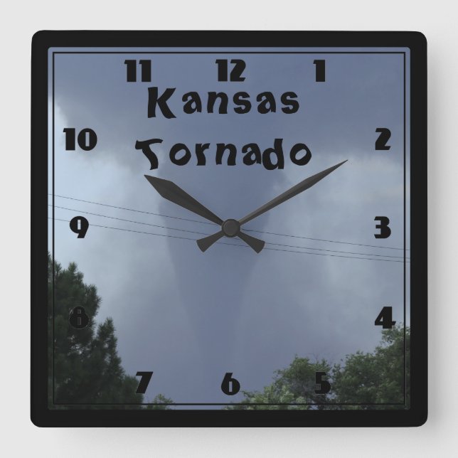 Kansas Tornado CLOCK Quadratische Wanduhr (Vorderseite)