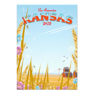 Kansas USA Farm Retro-Reiseplakat Fotodruck