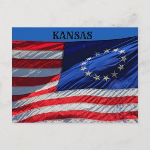 Kansas USA Flag schließt POST CARD ab. Postkarte