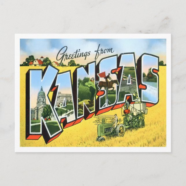 Kansas Vintag Big Letters Postcard Postkarte (Vorderseite)