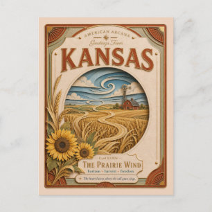 Kansas Vintage Paper Cut American Arcana Postkarte