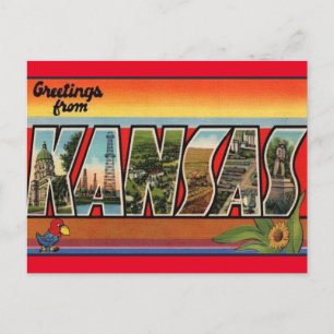 Kansas Vintage Travel Postcard Postkarte