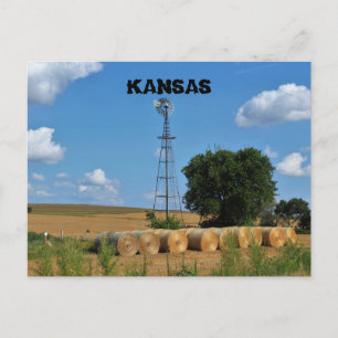 Kansas Windmill mit Heuballen Post Card Postkarte