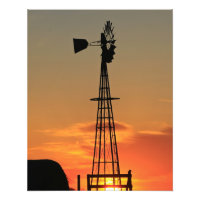 Kansas Windmill Silhouette Sonnenuntergang mit Wol