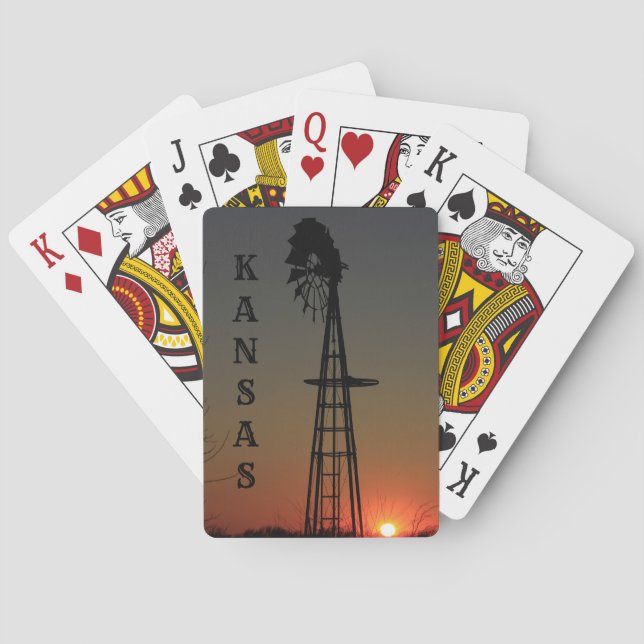 Kansas Windmill Silhouette Spielkarten (Rückseite)