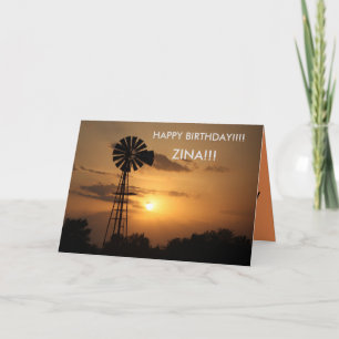 Kansas Windmill Sunset carte d'anniversaire