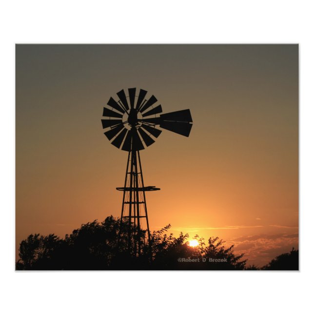 Kansas Windmill Sunset, Clouds Foto Erweiterung (Vorne)