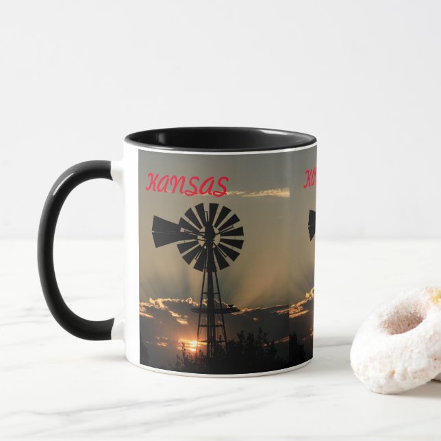 Kansas Windmill Sunset Mug (Avec donut)