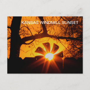 Kansas Windmill Sunset POST CARD Postkarte