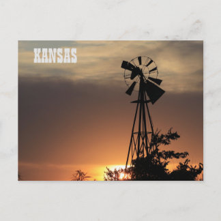 Kansas Windmill Sunset Postcard Postkarte