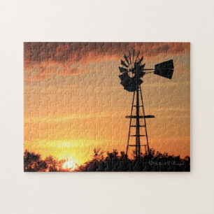 Kansas Windmill Sunset PUZZZLE