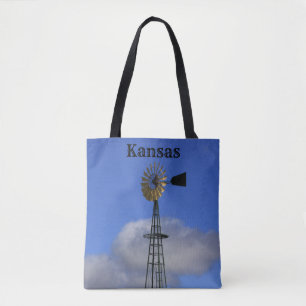 Kansas Windmills Sunset/Blue sky Sac fourre-tout