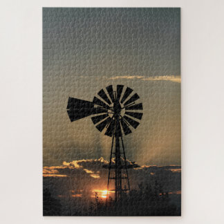 Kansas Windmühle Sonnenuntergang mit Sonnenstrahle