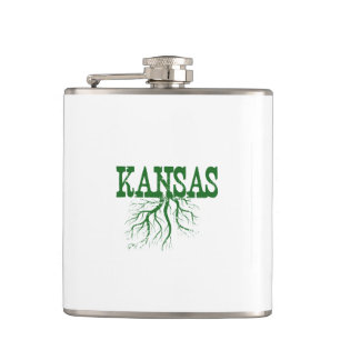 Kansas-Wurzel-Wort-Kunst Flachmann