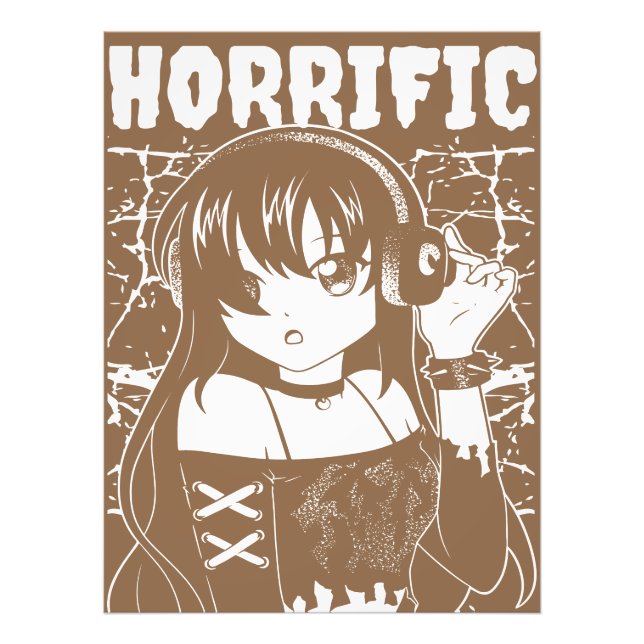 Kantige Anime-Girl "Horrific" Grunge Streetwear-Mo Fotodruck (Vorne)