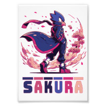 Kantige Sakura-Krieger-Vogel-Anime-Illustration