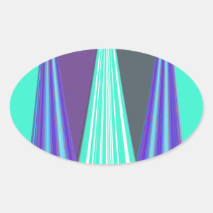 Kantiger Blau Lila Cyan Chevron Kunstdruck Ovaler Aufkleber