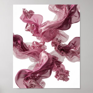 Kantiger silberner FABRIC FLUFFY FLOWERS Druck Poster