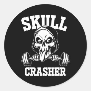 Kantiger Totenkopf Bodybuilding Langhantel Zungen Runder Aufkleber