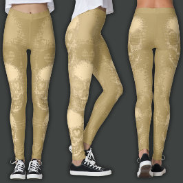 Kantiger Totenkopf | Weißer Staub & Gold Leggings