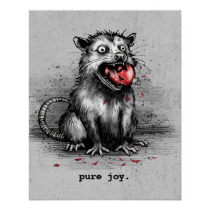 Kantiger Weihnachtsmüll Opossum zerbeißt Glas-Baum Poster
