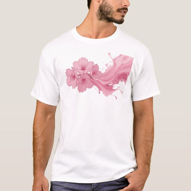 Kantiges ABSTRACTES BLUMEN Statement-Design T-Shirt (Vorderseite)
