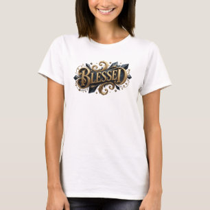 Kantiges BLESSED Designer Grafik T-Shirt