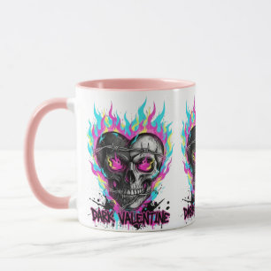 Kantiges Dunkles Valentinsgruß-Schädel-Herz-Stache Tasse