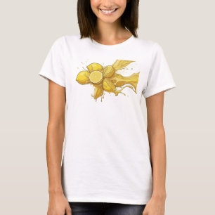 Kantiges Gold Abstractes Zitronen-Design T-Shirt