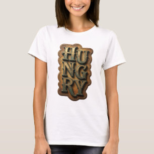 Kantiges Gold HUNGRY Grafikdesign T-Shirt