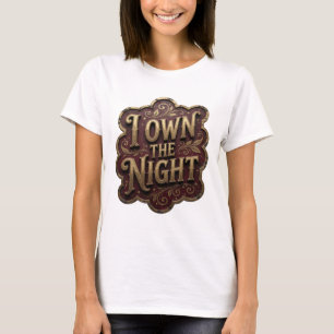 Kantiges Gold ICH BESITZE DIE NACHT Slogan T-Shirt