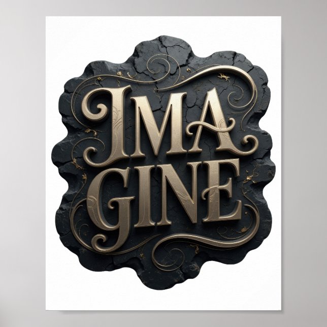 Kantiges Gold IMAGINE Textdesign Poster (Vorne)