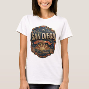 Kantiges Gold SAN DIEGO Künstlerisches Motiv T-Shirt