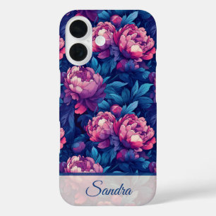 Kantiges Mutter Geschenk Pfingstrose Floral Maßges iPhone 16 Hülle