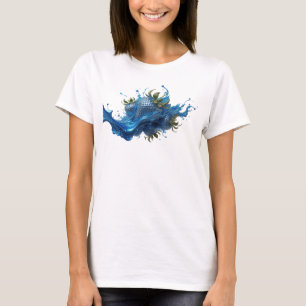 Kantiges Navy-Abstrakt-Erdbeeren-Grafik-T-Shirt T-Shirt