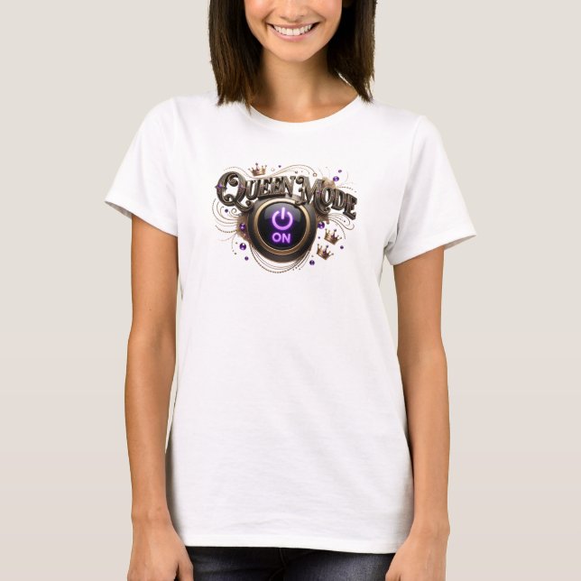 Kantiges Orange QUEEN MODE Textdesign T-Shirt (Vorderseite)
