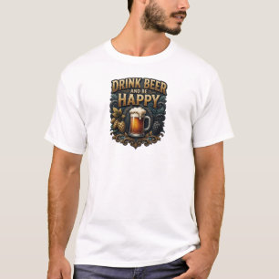 Kantiges Orange TRINK BIER UND SEI GLÜCKLICH Tragb T-Shirt