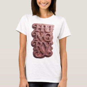 Kantiges Pinkes HUNGRIGES Künstlerisches Motiv T-Shirt