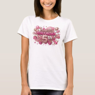 Kantiges rotes HAPPY BIRTHDAY 5TH T-Shirt