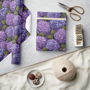 Kantiges Serene Hortensien-Blumenverpackungspapier Geschenkpapier
